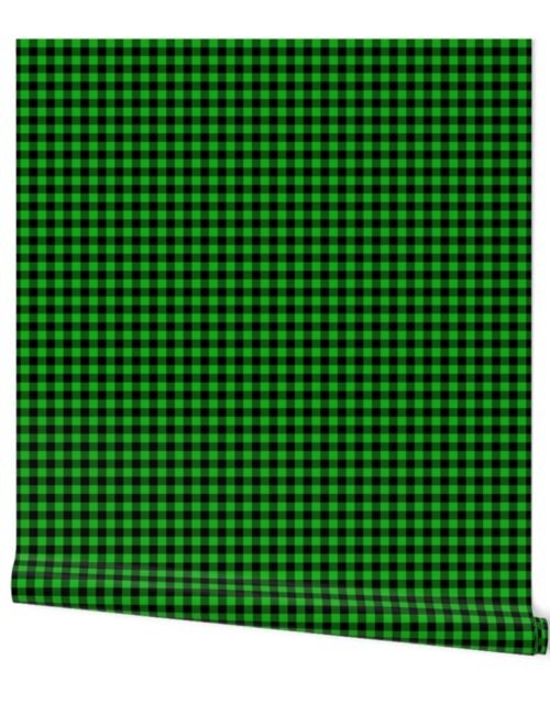 Green and Black Buffalo Check Gingham Plaid Wallpaper