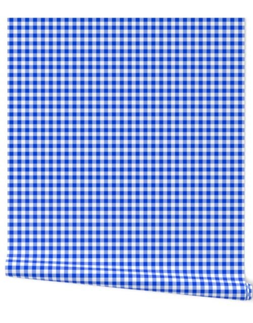 Blue and White Buffalo Check Gingham Plaid Wallpaper