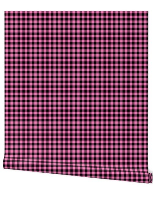 Pink and Black Buffalo Check Gingham Plaid Wallpaper