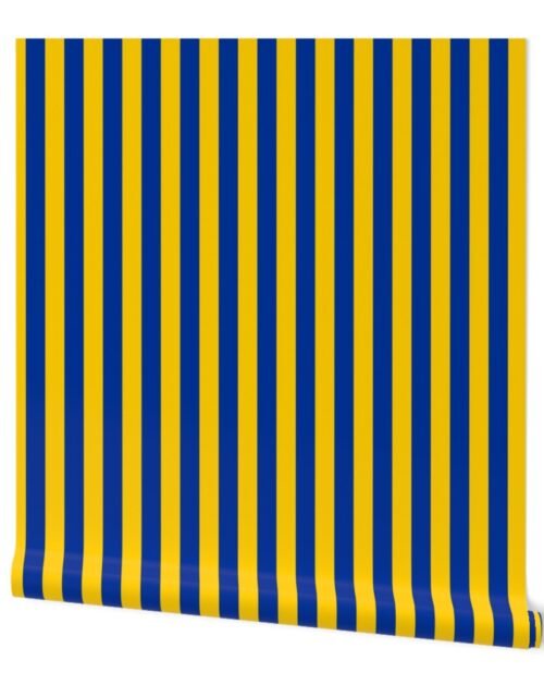 School Colors Vertical One Inch Stripe Blue and Gold Mairemont HS Wallpaper