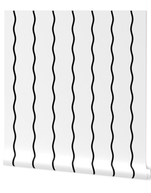Double Squiggly Black Lines on White Wallpaper