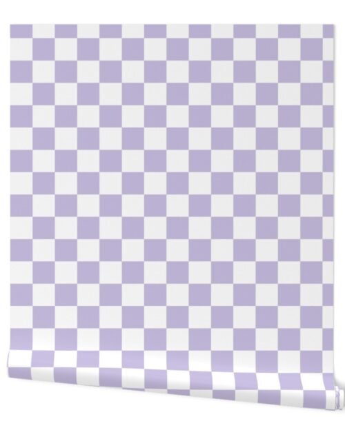 Two Inch Checks in Springtime Lavender and White Wallpaper