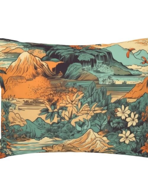 Vintage Hawaiian Landscape Teal Standard Pillow Sham