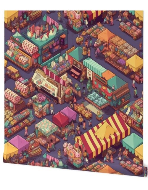 Colorful Shopping Market Stalls Wallpaper