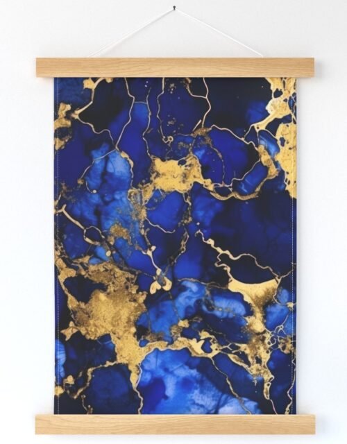 Cobalt Blue and  Gold Alcohol Ink 3 Wall Hanging
