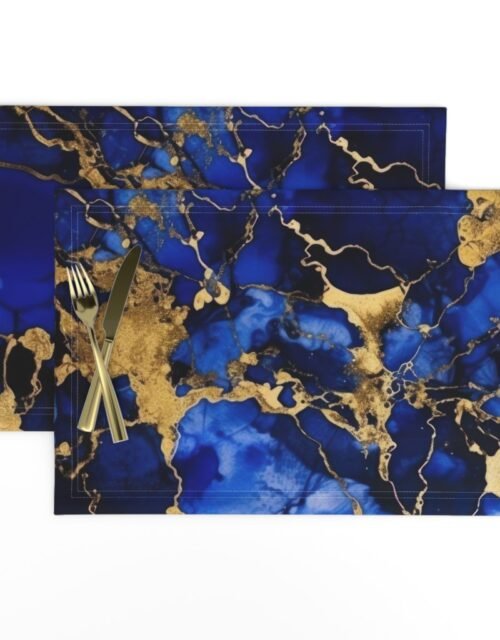 Cobalt Blue and  Gold Alcohol Ink 3 Placemats