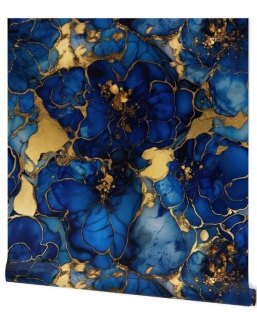 Cobalt Blue and  Gold Alcohol Ink 4 Wallpaper