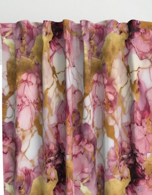 Rose Quartz and Gold Alcohol Ink 1 Curtains