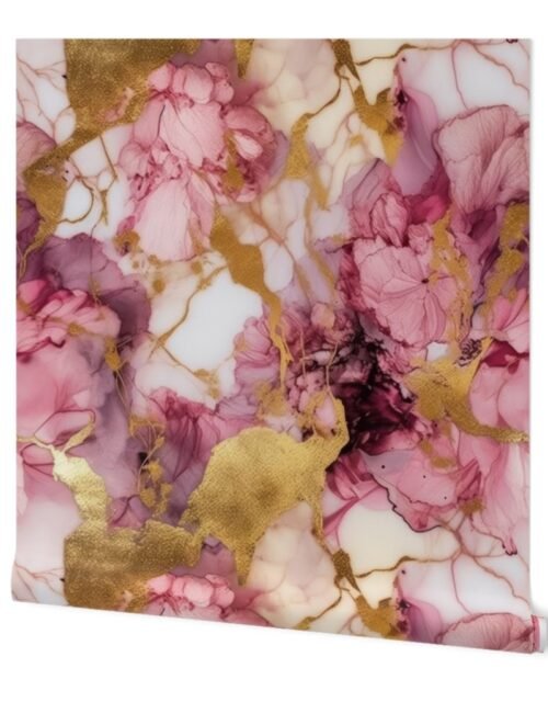 Rose Quartz and Gold Alcohol Ink 1 Wallpaper