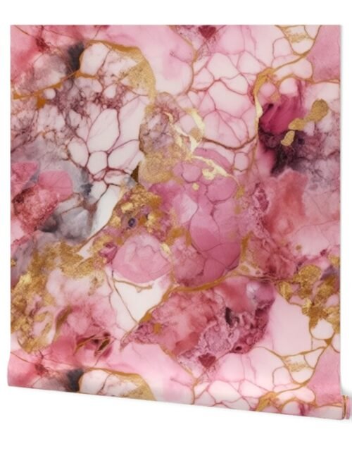 Rose Quartz and Gold Alcohol Ink 2 Wallpaper