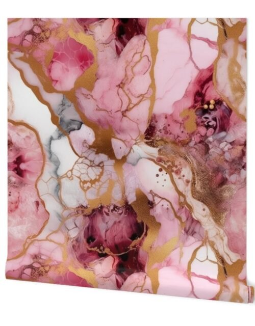 Rose Quartz and Gold Alcohol Ink 3 Wallpaper