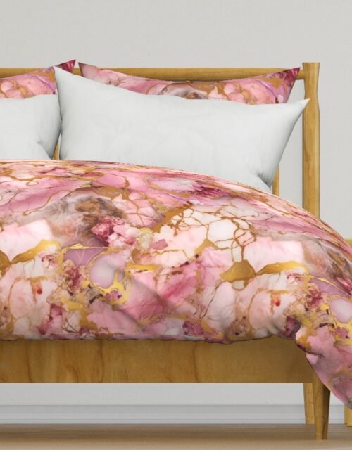 Rose Quartz and Gold Alcohol Ink 4 Duvet Cover