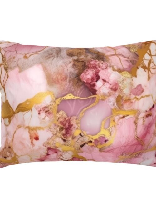 Rose Quartz and Gold Alcohol Ink 4 Standard Pillow Sham