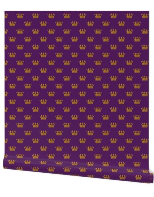 Small 1.5  Inch Gold Crowns on Royal Purple Wallpaper