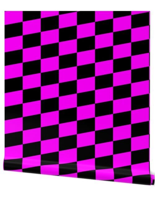 Large Pink and Black Racing Check/Flag Pattern Wallpaper