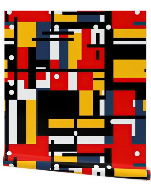 Classic De Stijl Geometric Primary Color Pattern Wallpaper