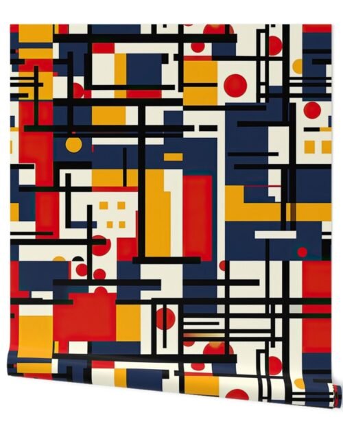 Classic De Stijl Geometric Primary Color Pattern Wallpaper