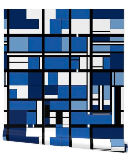 De Stijl Geometric Color Pattern in Blue Wallpaper