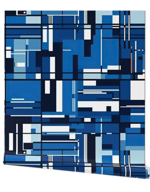 De Stijl Geometric Color Pattern in Blue Wallpaper