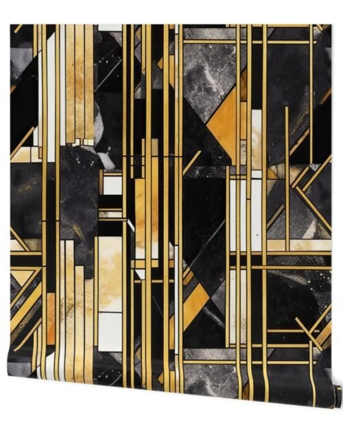 De_Stijl_black_and_gold_artdeco_watercolor Wallpaper