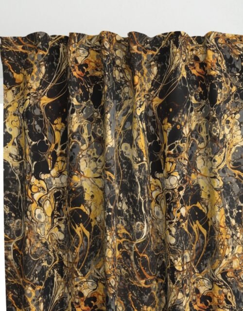 Black and Gold Drip Paint Splatter Technique Curtains