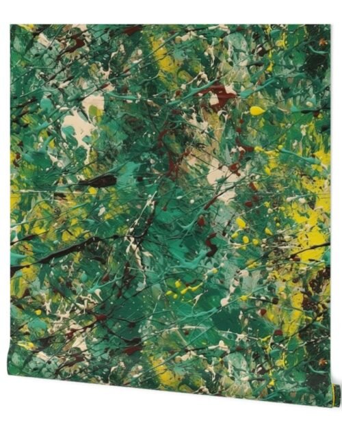 Green Drip Paint Splatter Technique Wallpaper