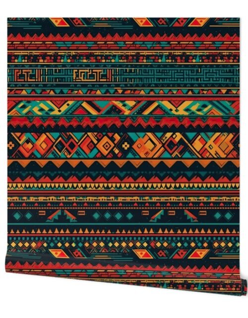 Bright Multicolored Geometric Aztec Pattern Wallpaper