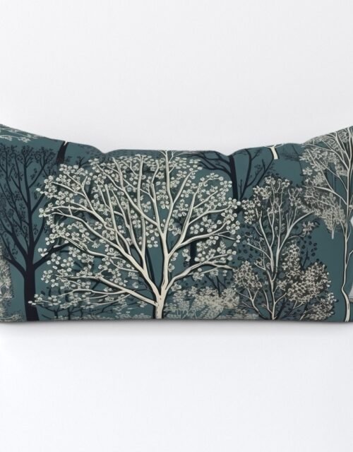 New England Endless Forest Trees Winter Lumbar Throw Pillow