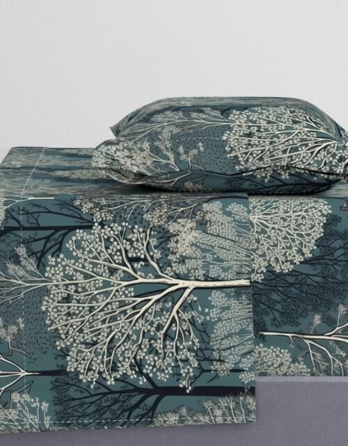 New England Endless Forest Trees Winter Sheet Set