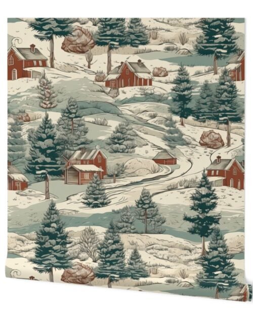 Montana Winter Cabins Montana with Evergreens Wallpaper