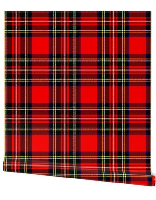 Jumbo Bright Red and Green Stewart Christmas Tartan Wallpaper