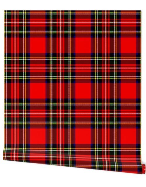 Large Bright Red and Green Stewart Christmas Tartan Wallpaper