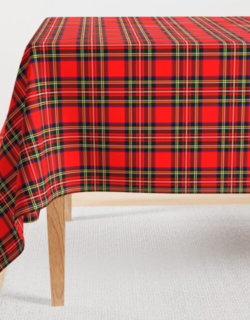 Small Bright Red and Green Stewart Christmas Tartan Rectangular Tablecloth