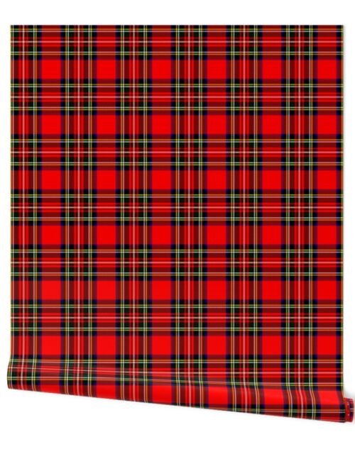 Small Bright Red and Green Stewart Christmas Tartan Wallpaper