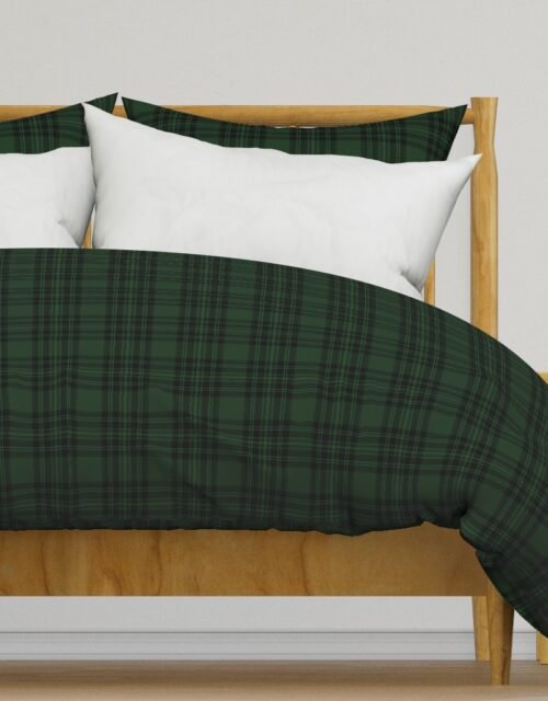 Small  Hunter Green Stewart Christmas Tartan Duvet Cover