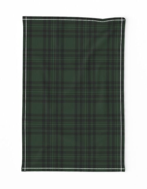 Small  Hunter Green Stewart Christmas Tartan Tea Towel