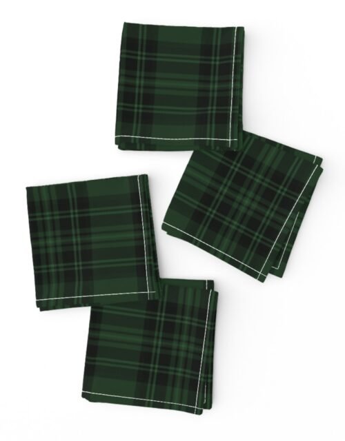 Small  Hunter Green Stewart Christmas Tartan Cocktail Napkins