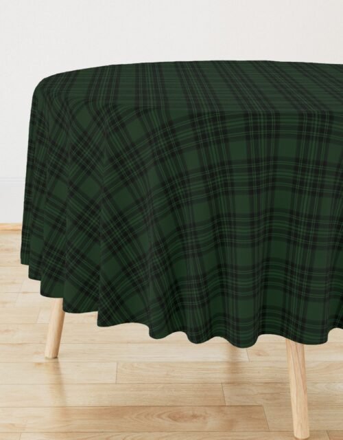 Small  Hunter Green Stewart Christmas Tartan Round Tablecloth