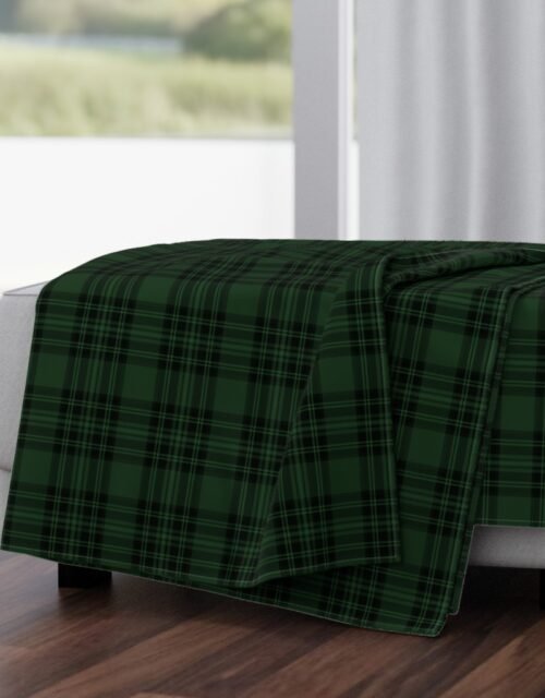 Small  Hunter Green Stewart Christmas Tartan Throw Blanket