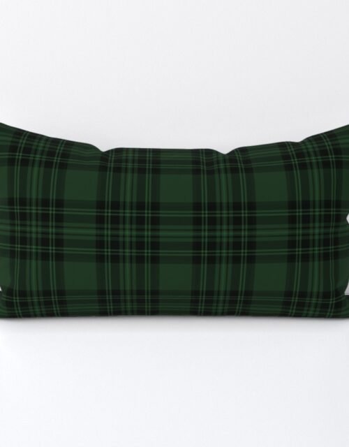 Small  Hunter Green Stewart Christmas Tartan Lumbar Throw Pillow