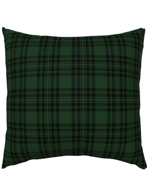 Small  Hunter Green Stewart Christmas Tartan Euro Pillow Sham