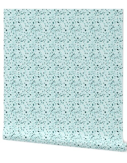 Teal Blue and Green Marble Chip Terazzo Wallpaper