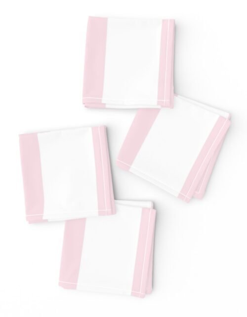Merry Bright Pale Pink and White Vertical 3 inch Big Top Circus Stripe Cocktail Napkins