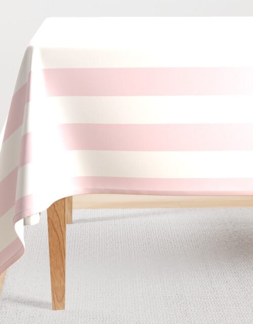 Merry Bright Pale Pink and White Vertical 3 inch Big Top Circus Stripe Rectangular Tablecloth