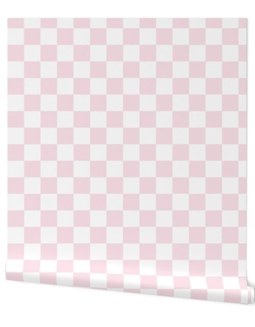 2 inch Checked Checkerboard Merry Bright Christmas Pattern in Pale Pink and White Square Checked Wallpaper