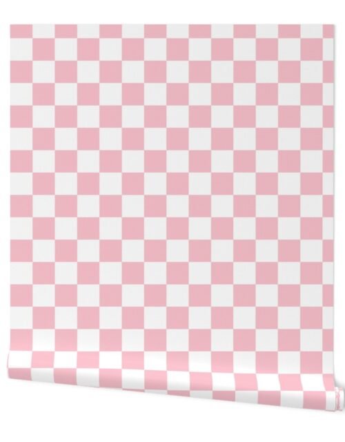 2″ Checked Checkerboard Merry Bright Christmas Pattern in Merry Bright Christmas Pink and White Square Checked Wallpaper