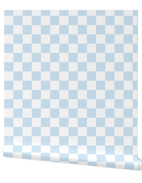 2″ Checked Checkerboard Merry Bright Christmas Pattern in Pastel Blue and White Square Checked Wallpaper