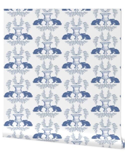 Small Rabbit Blue Toile de Jouy Wallpaper