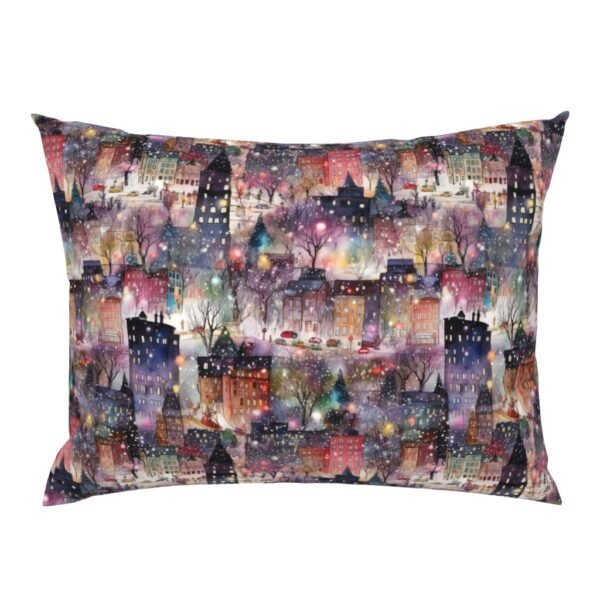 New York City Christmas Street Watercolor Standard Pillow Sham