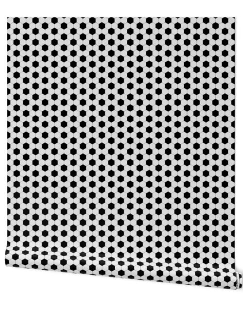 Mini Soccer Football Hexagonal Black and White Seamless Print Repeat Wallpaper